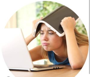 Example of a stressed student cramming, showing the need to study smart not hard